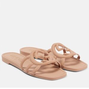 Gucci Nude Pink Interlocking G Slide Sandals